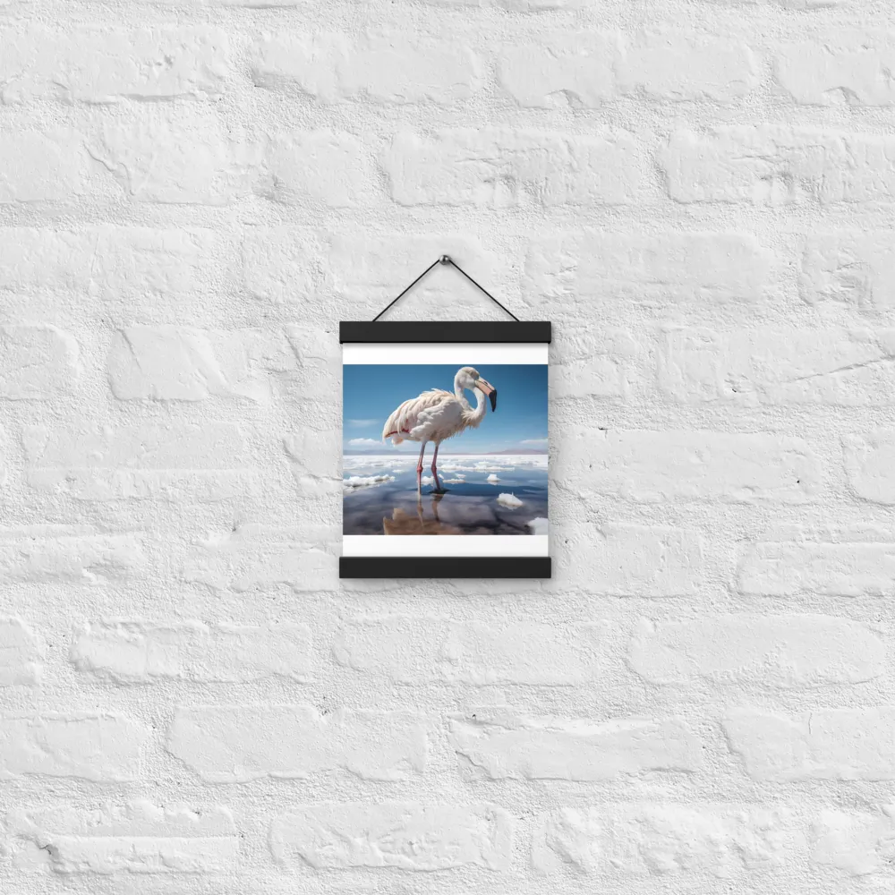 Graceful Solitude of a Flamingo | Poster With Black Wood Hanger | 8″×10″
