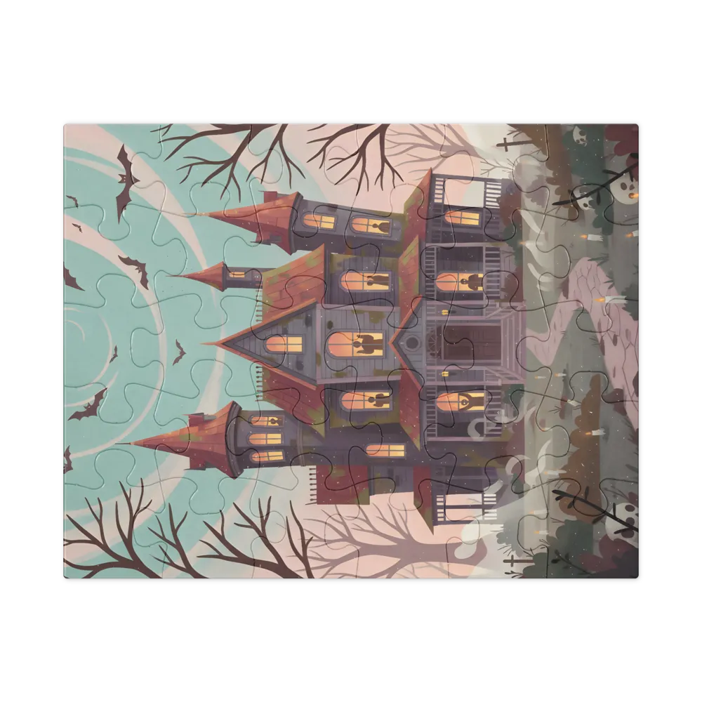 Moonlit Haunted House 
 Jigsaw Puzzle in Tin Box