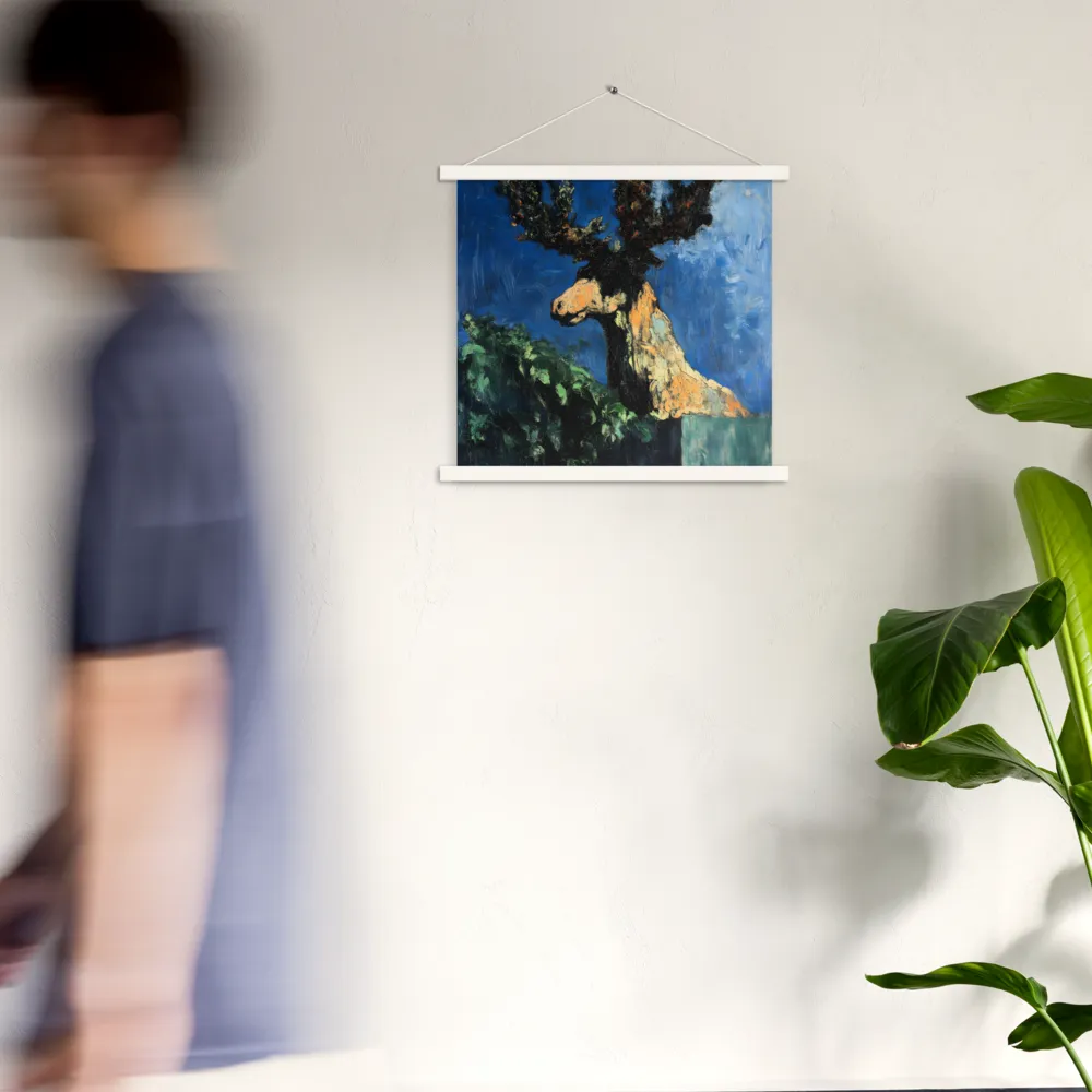 The Majestic Deer in Nature | Poster With White Wood Hanger | 18″×18″