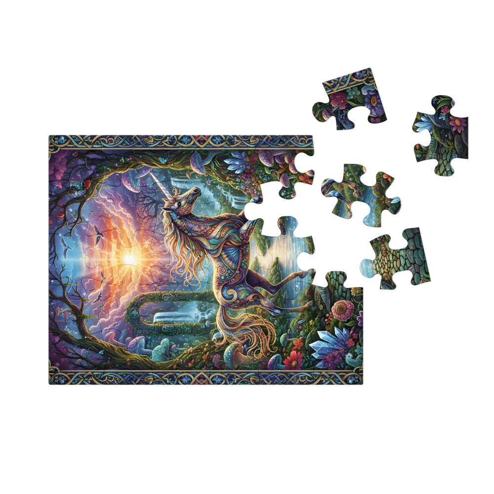 Sunlit Crystal Unicorn 
 Jigsaw Puzzle in Tin Box