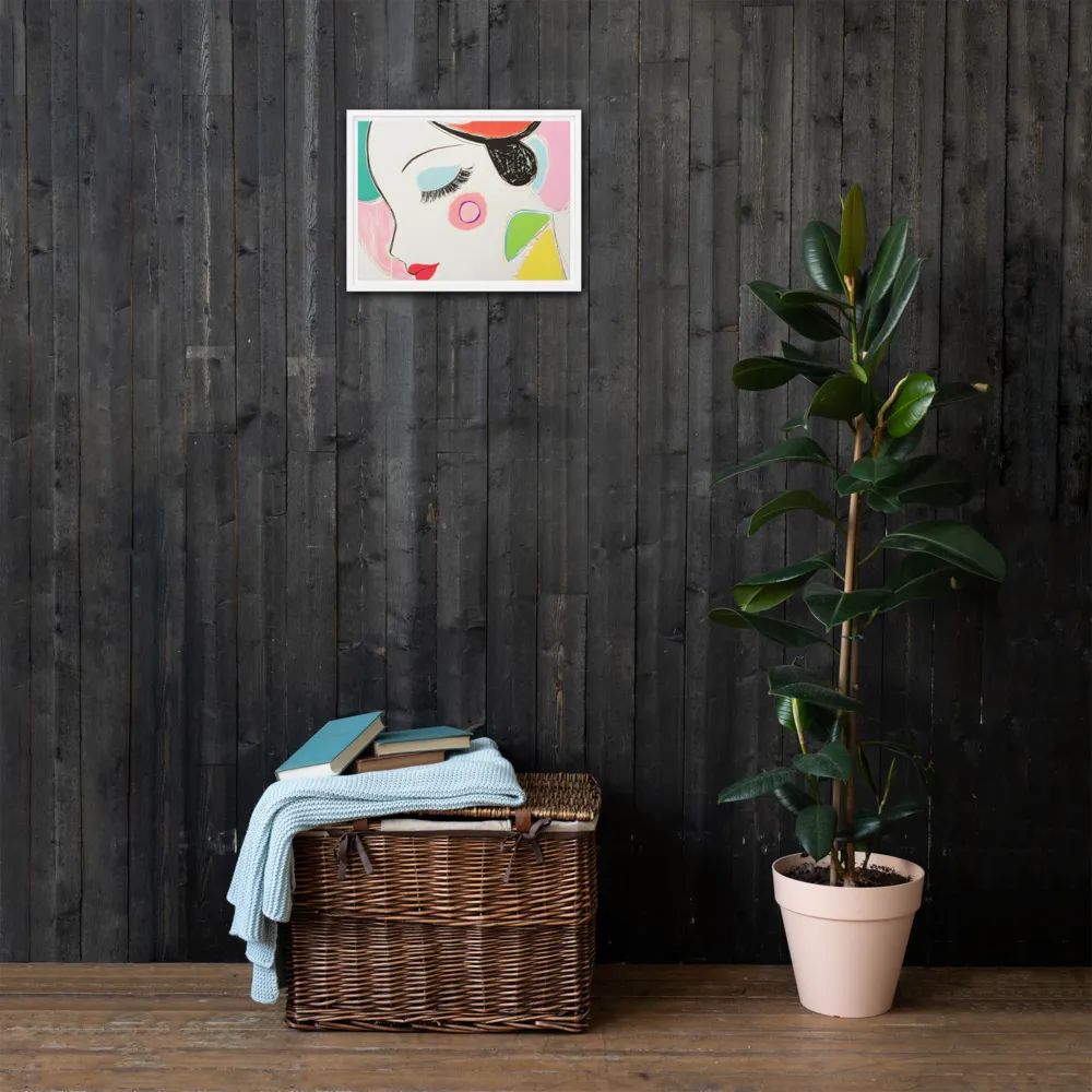 Whimsical Portrait in Colorful Abstraction | Canvas with White Frame | 12″×16″