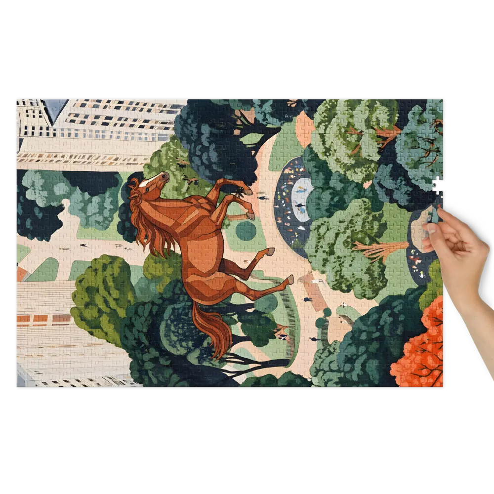 The Urban Equine Leap 
 Jigsaw Puzzle in Tin Box