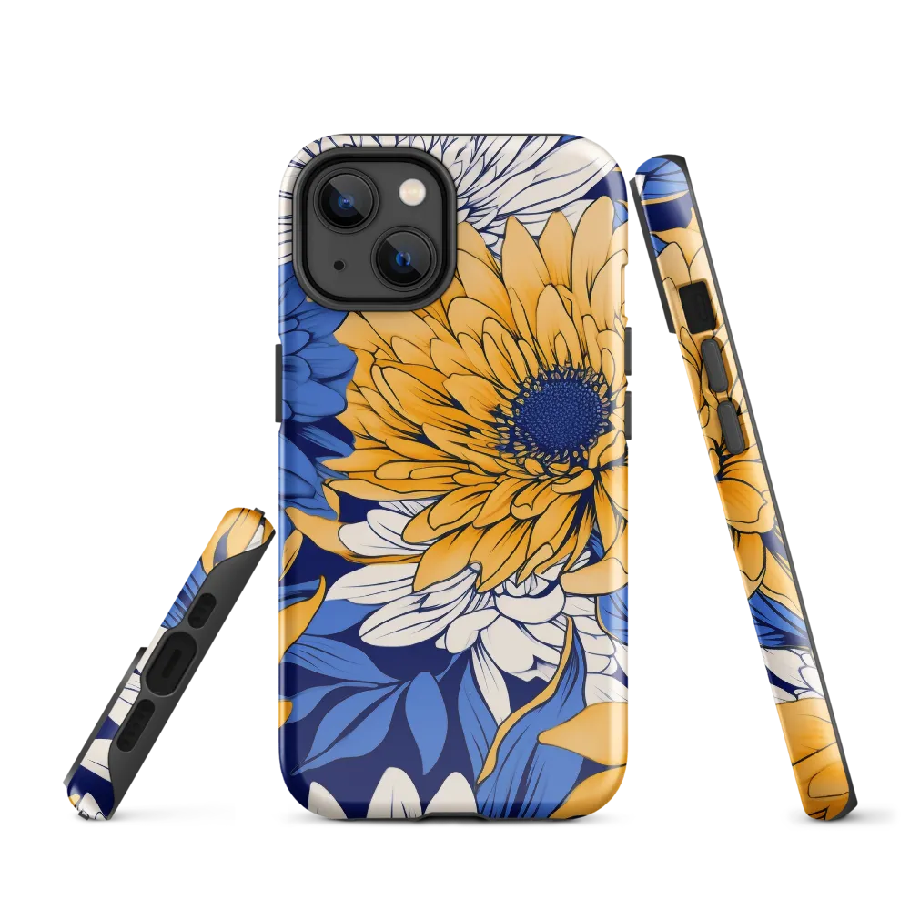 Floral Harmony in Blue and Yellow