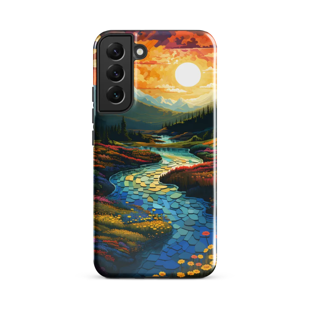 Serenity in Sunset: A Winding River's Embrace