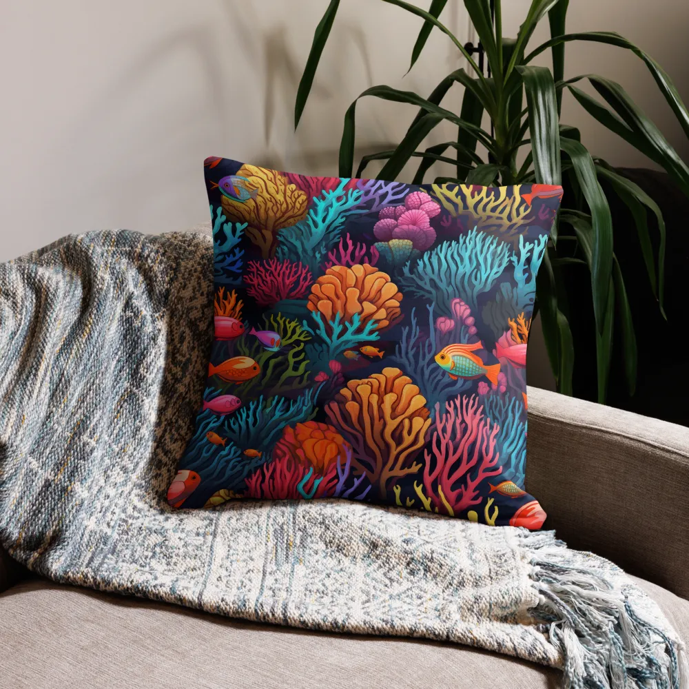 Underwater Harmony: A Coral Reef Wonderland | Pillow & Pillow Case | Multiple Sizes