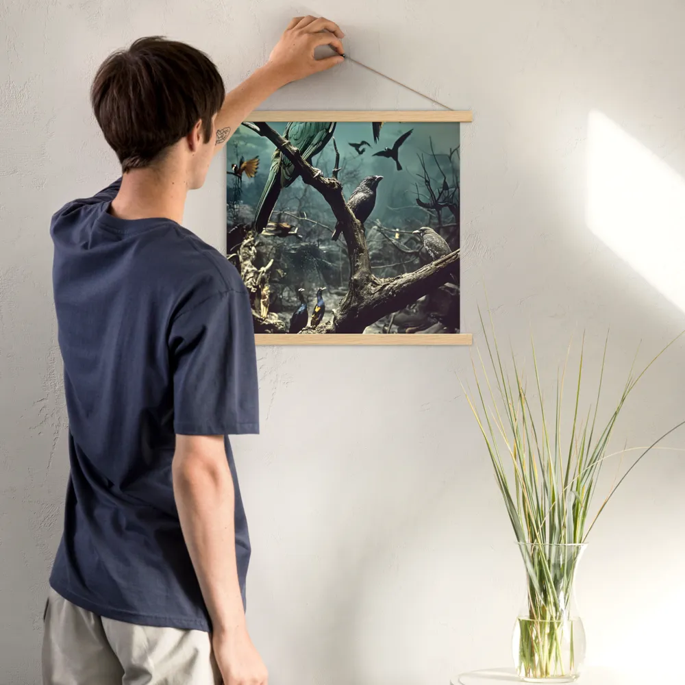 Whispers of the Avian Realm | Poster With Oak Wood Hanger | 18″×18″