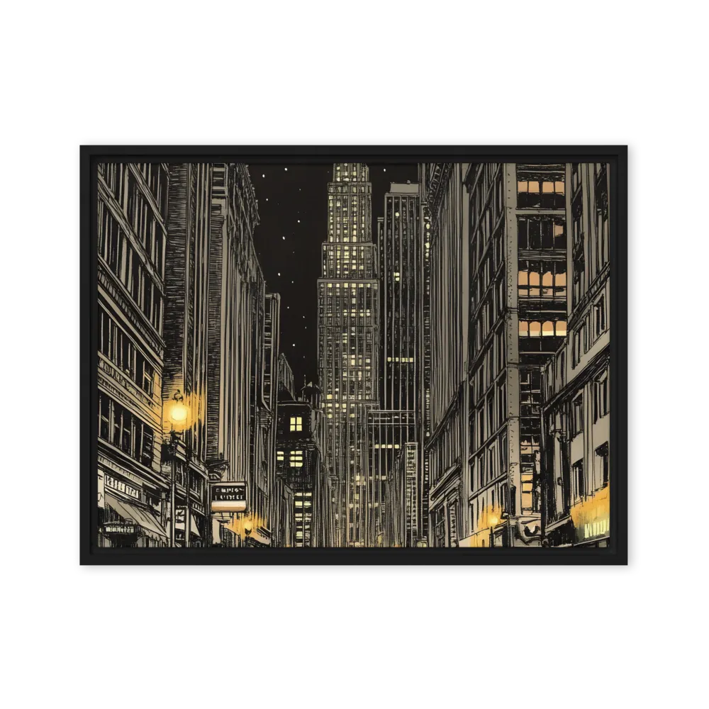 Whispers of the Night City | Canvas with Black Frame | 18″×24″