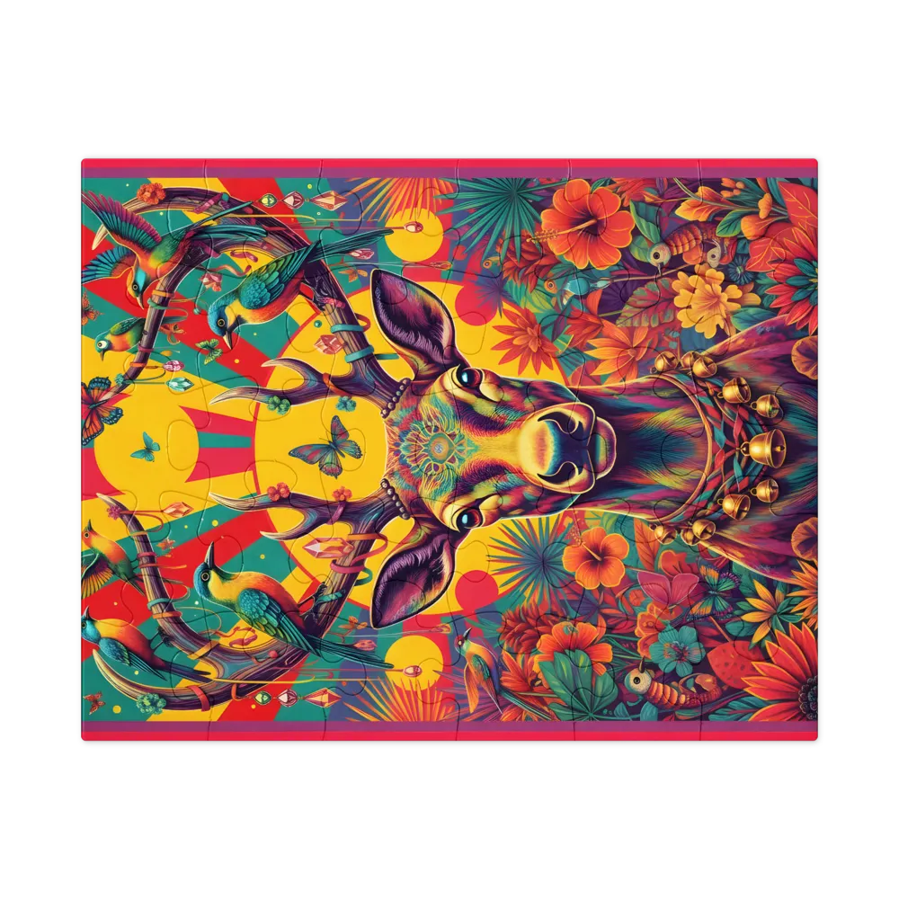 Psychedelic Stag 
 Jigsaw Puzzle in Tin Box