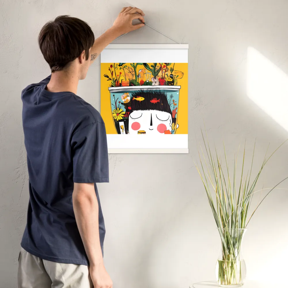 Whimsical Garden Head | Poster With White Wood Hanger | 16″×20″