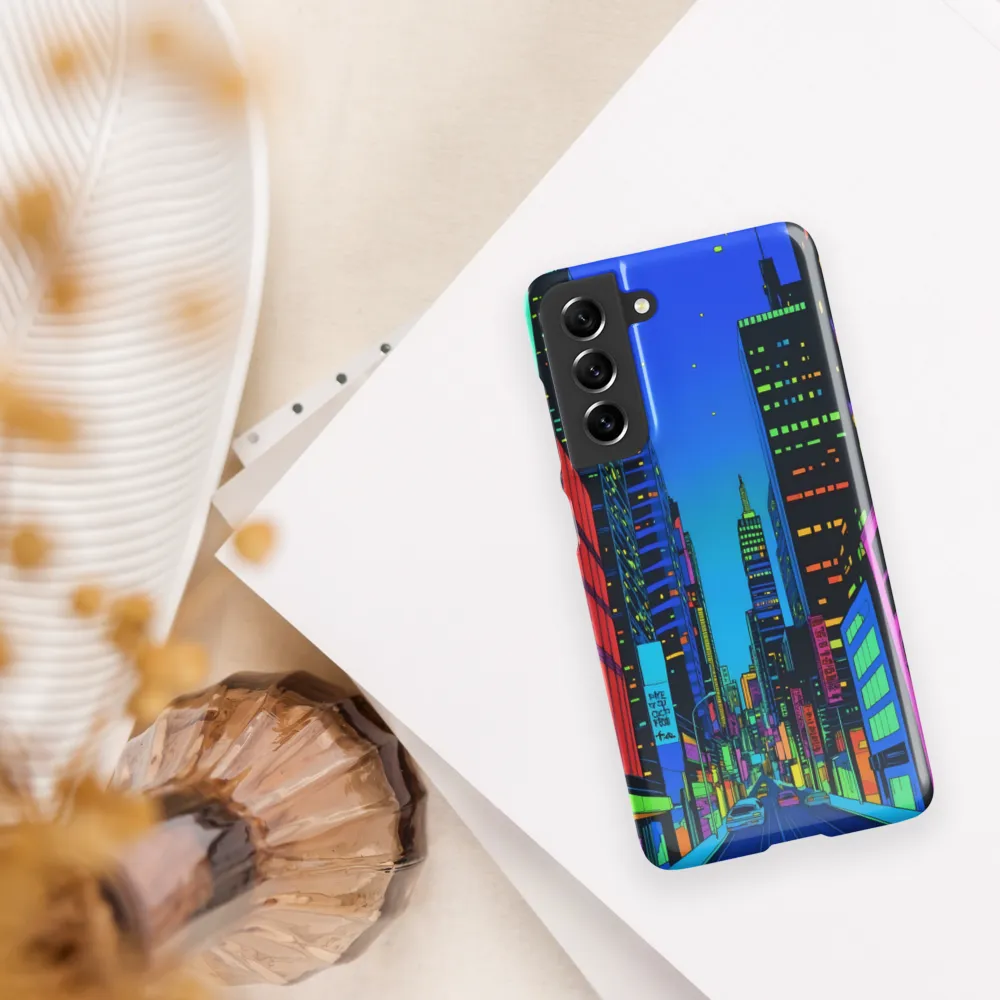 Neon Dreamscape: A Futuristic City at Dusk | Phone Case |  S21 FE | Snap Case | Glossy