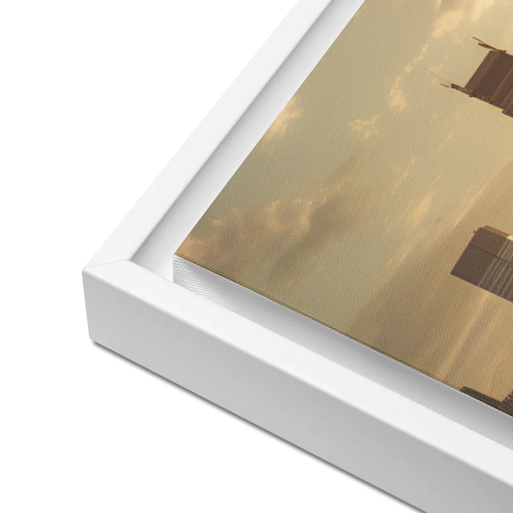 The Lion's Gaze Over the Urban Symphony | Canvas with White Frame | 24″×36″