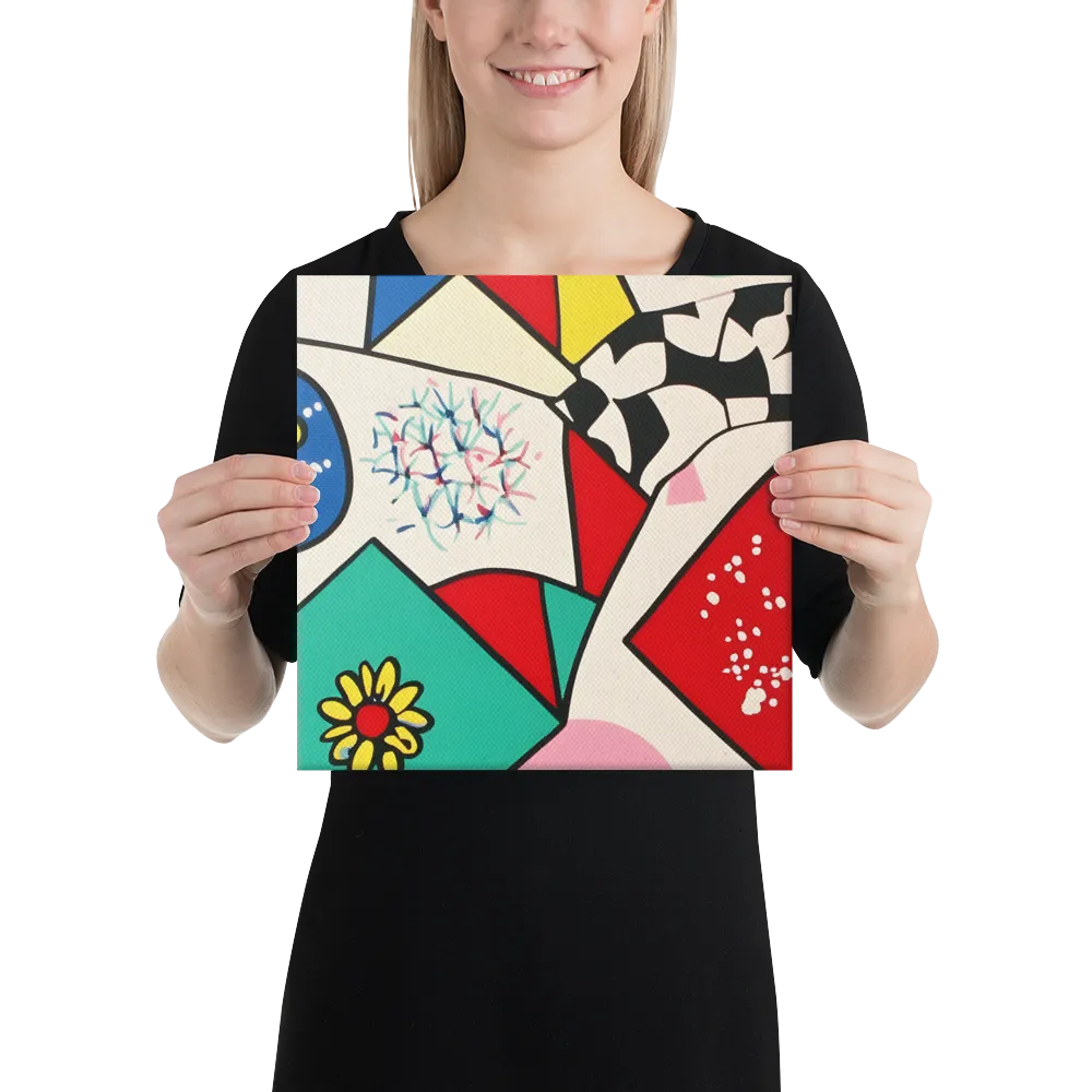 Joyful Geometry: A Playful Dance of Shapes and Colors | Canvas | 12″×12″