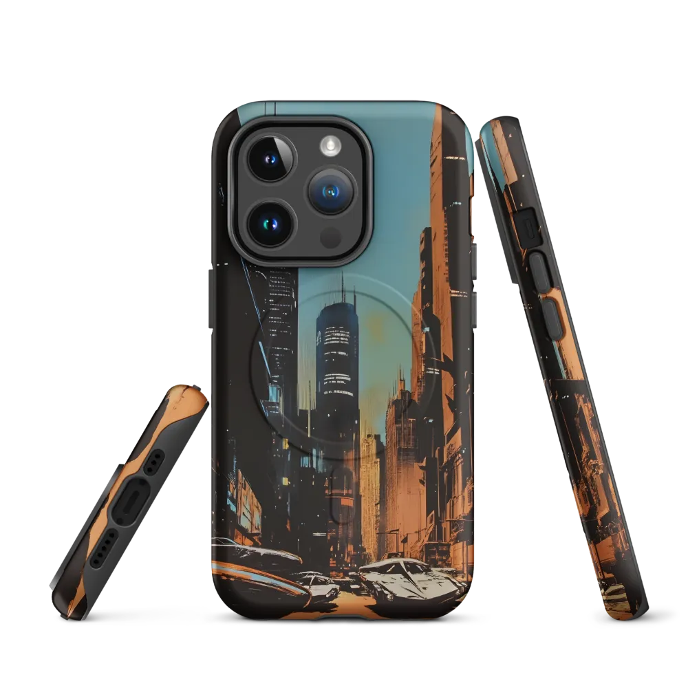 Futuristic Cityscape in Blue and Orange