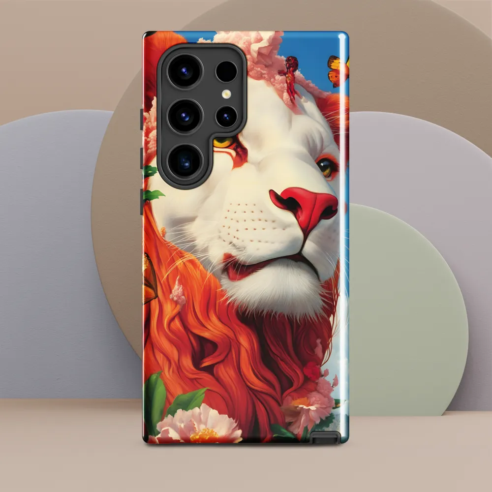 Majestic Lion Amidst Floral Splendor