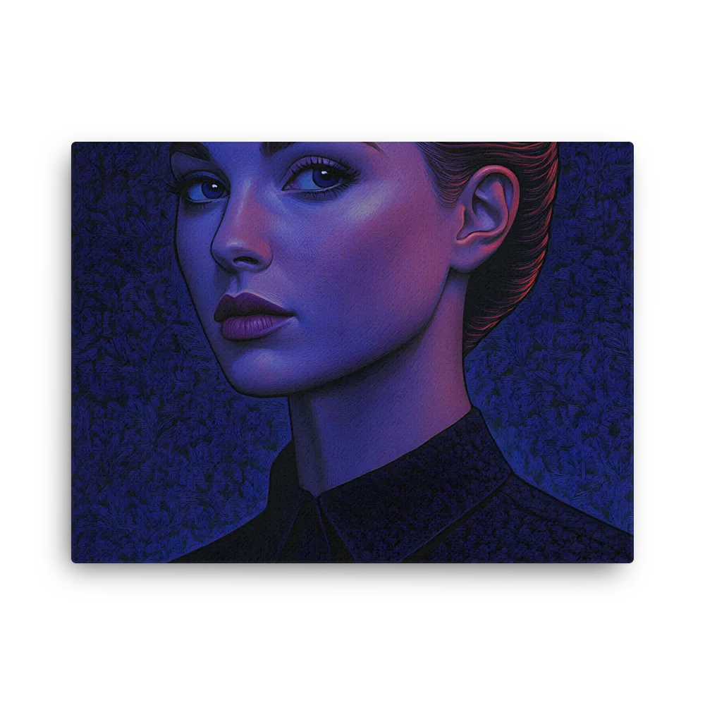 Ethereal Portrait in Blue and Red | Thin Canvas | 18″×24″