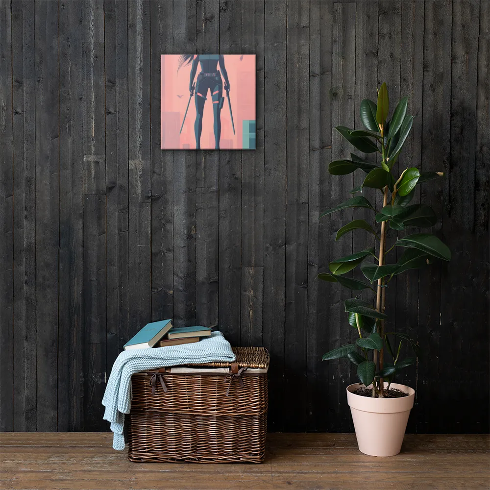 Urban Sentinel: A Warrior's Stand | Canvas | 16″×16″