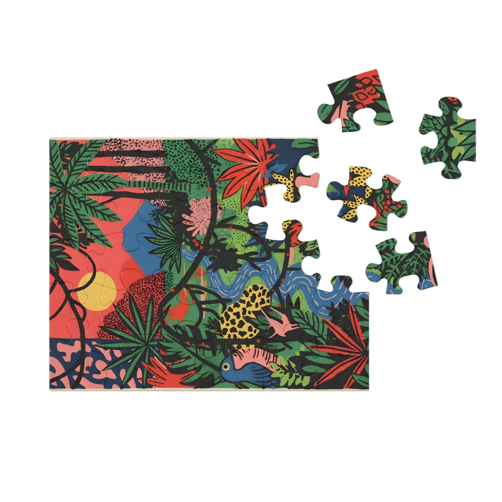 Jungle Stream at Sunset 
 Jigsaw Puzzle in Tin Box