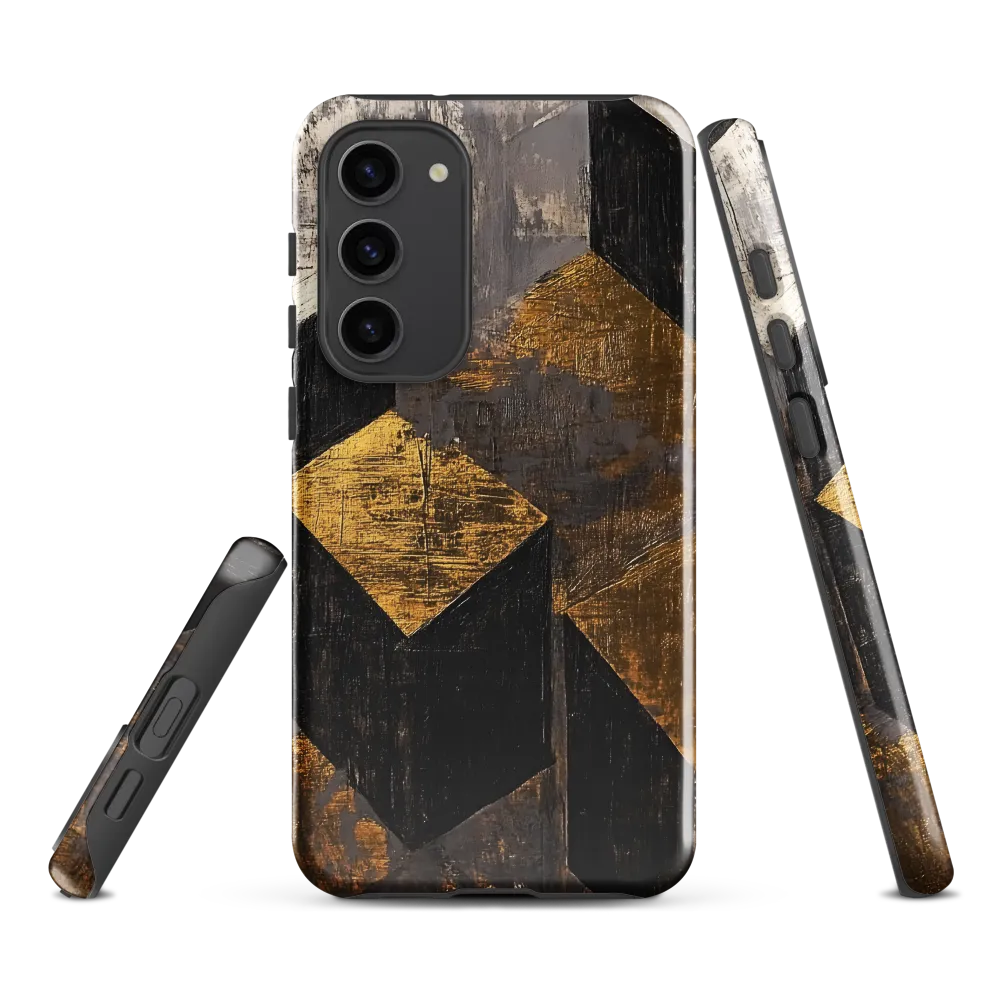 Geometric Harmony in Gold and Black | Phone Case |  S23 Plus | Tough Case | Glossy