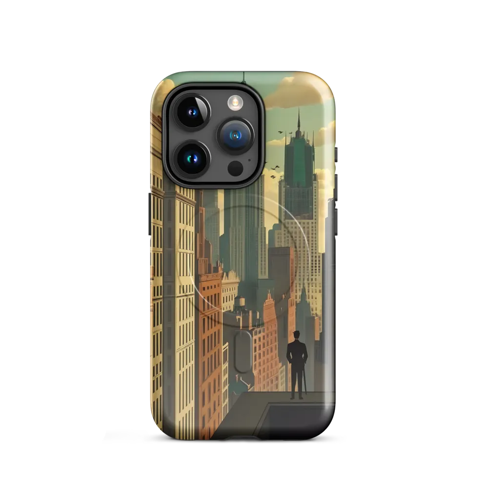 Urban Dreams: A Silhouette in Art Deco Cityscape