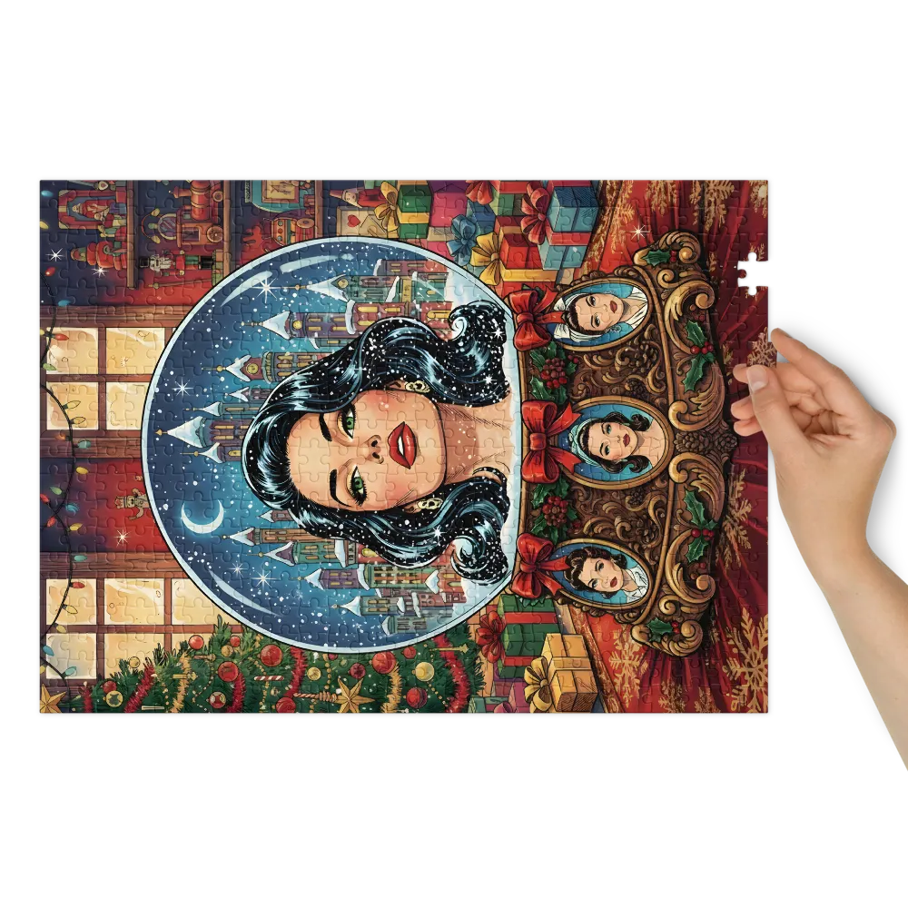 Festive Snow Globe Diva 
 Jigsaw Puzzle in Tin Box