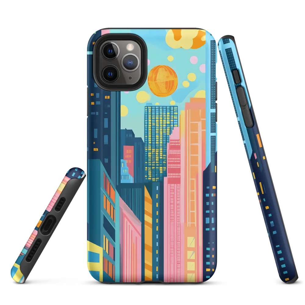 Cyan Skyline with Golden Orb