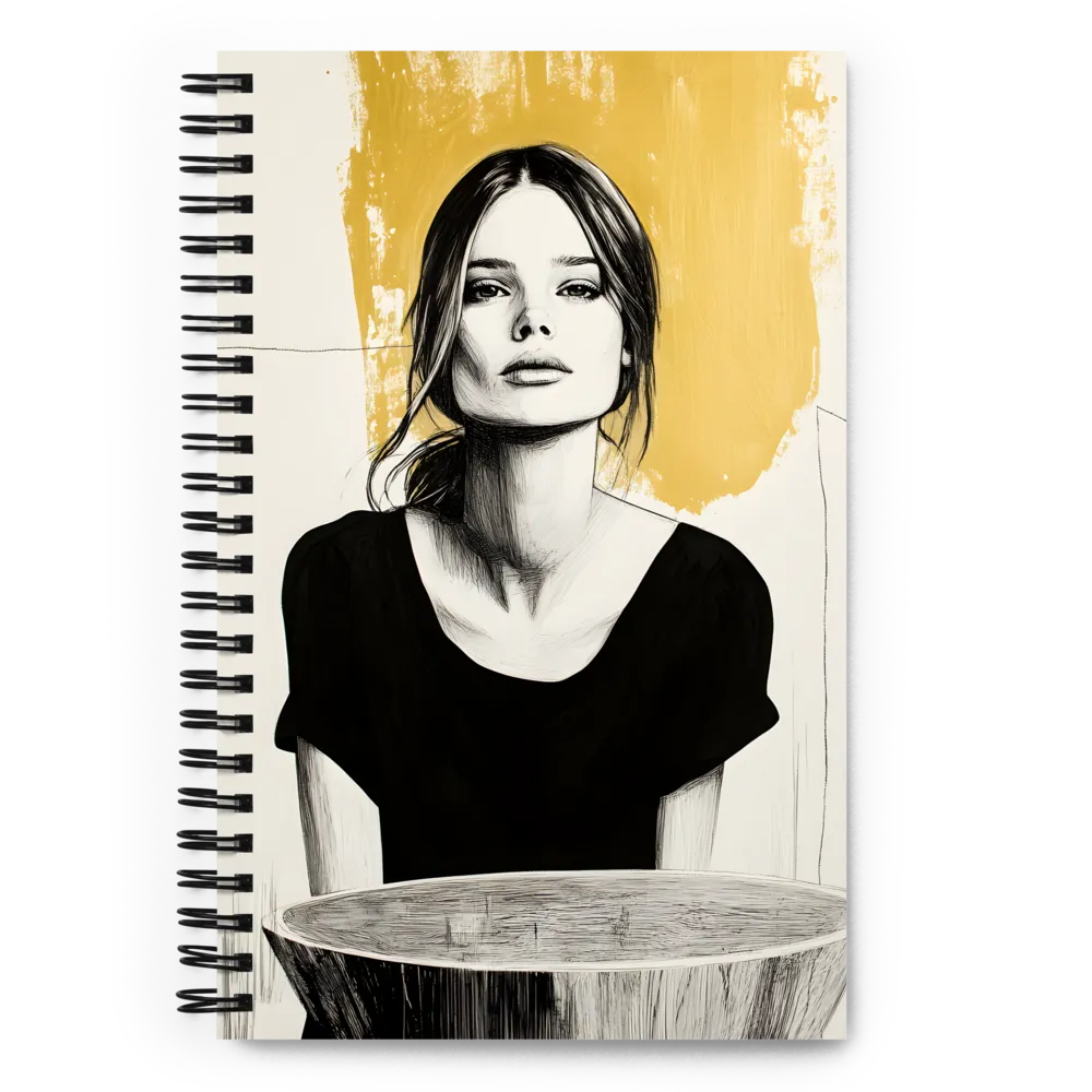 Golden Serenity: A Minimalist Portrait | Spiral Notebook