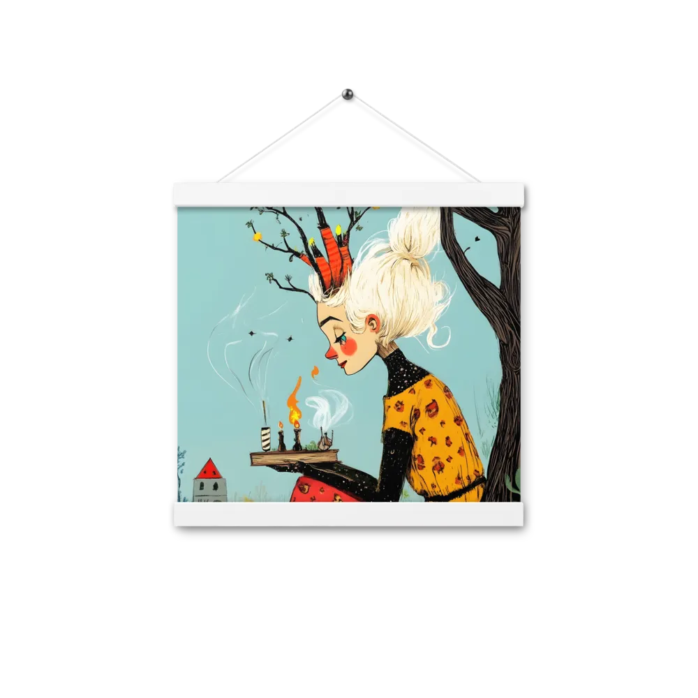 Whimsical Nature Girl | Poster With White Wood Hanger | 12″×12″