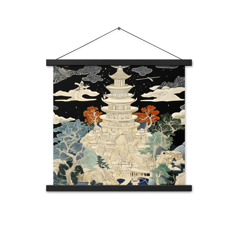 Whispers of the Pagoda | Poster With Black Wood Hanger | 18″×18″