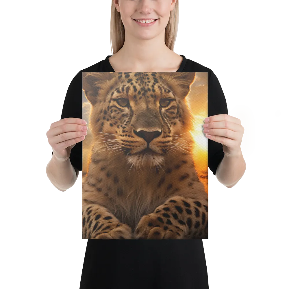 Regal Presence: The Leopard at Sunset | Canvas | 12″×16″