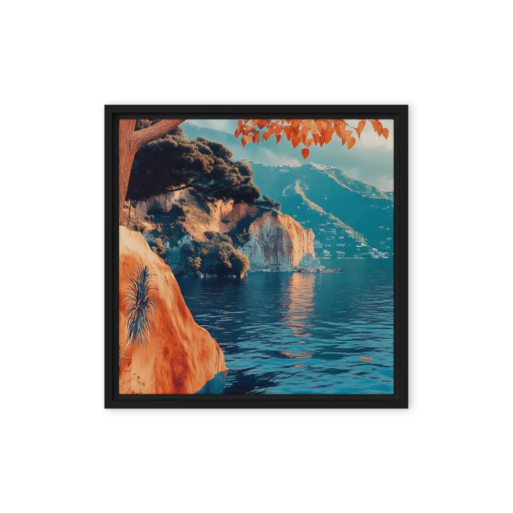 Elysian Waterscape | Canvas with Black Frame | 16″×16″