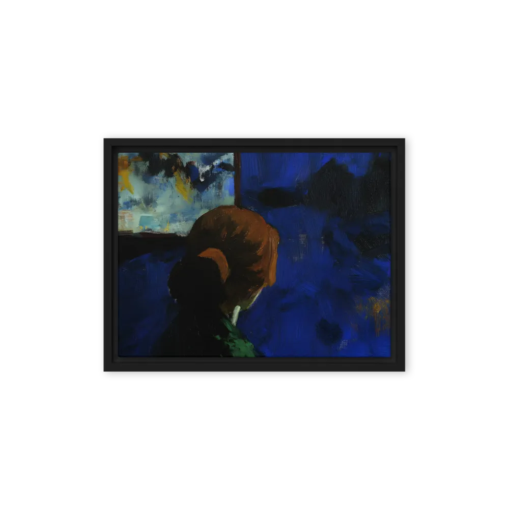 Contemplation Under the Night Sky | Canvas with Black Frame | 12″×16″