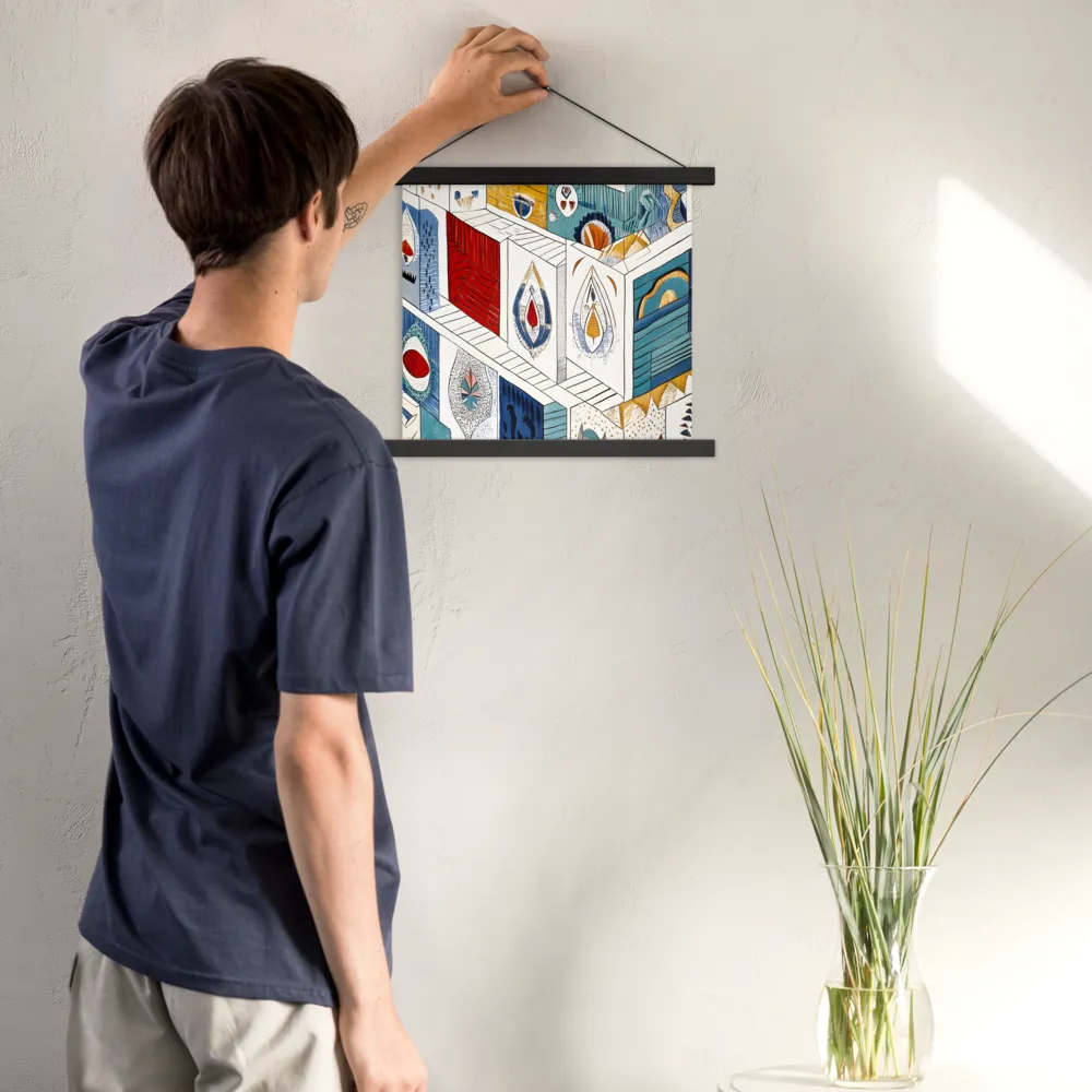Symphony of Geometric Harmony | Poster With Black Wood Hanger | 14″×14″