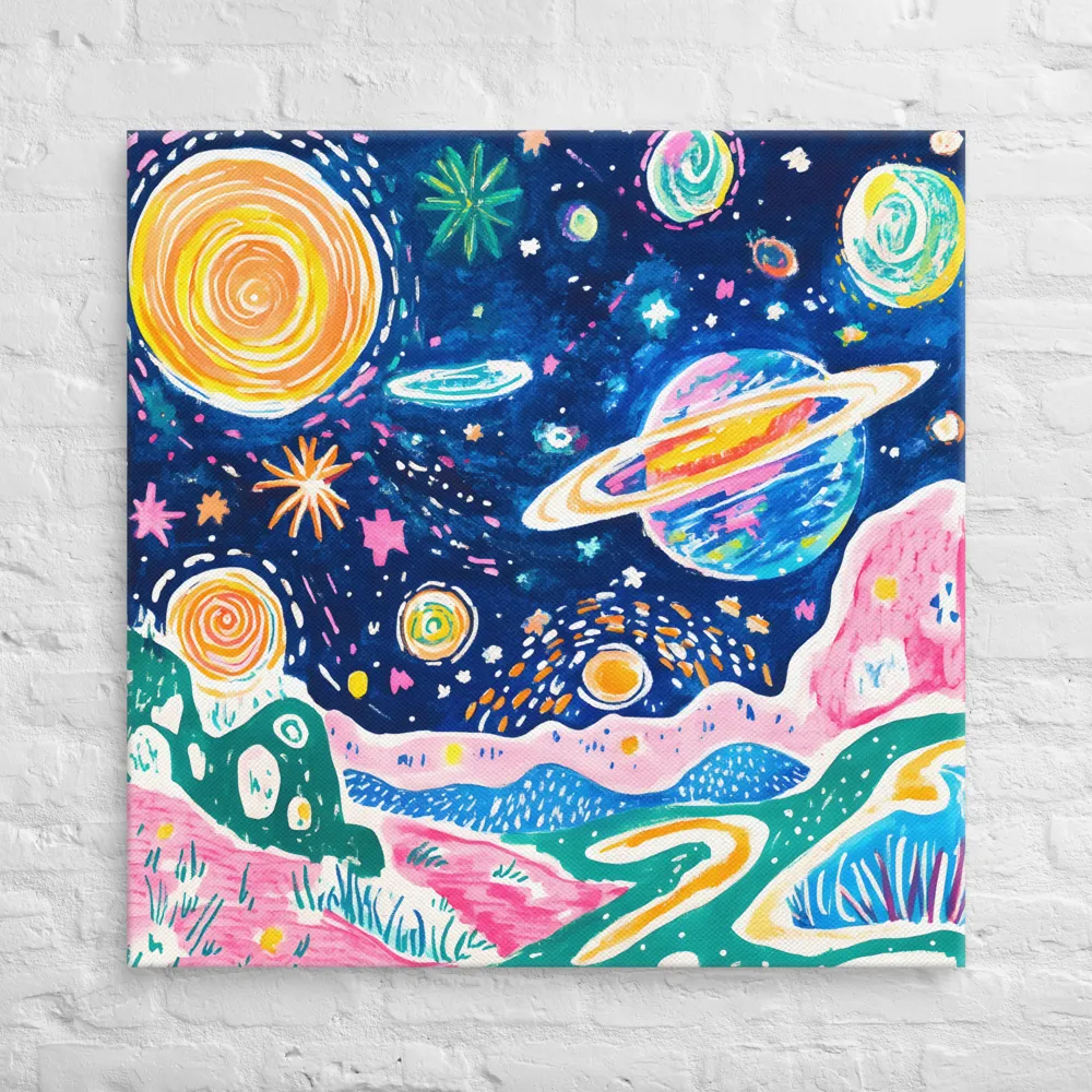 Whimsical Cosmic Landscape | Canvas | 36″×36″