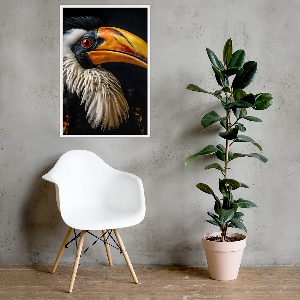 Majestic Hornbill Portrait | Poster with White Frame | 24″×36″