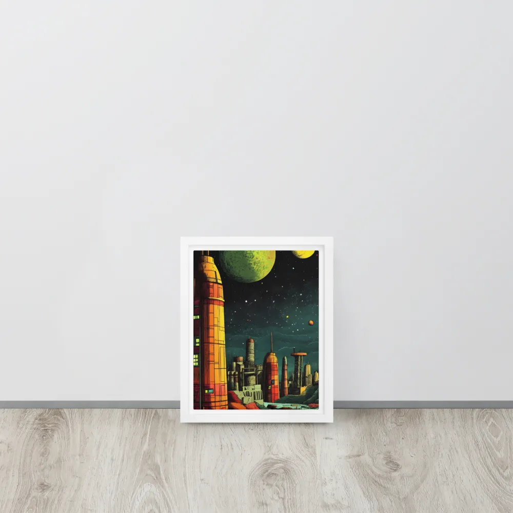Cosmic Cityscape | Canvas with White Frame | 8″×10″