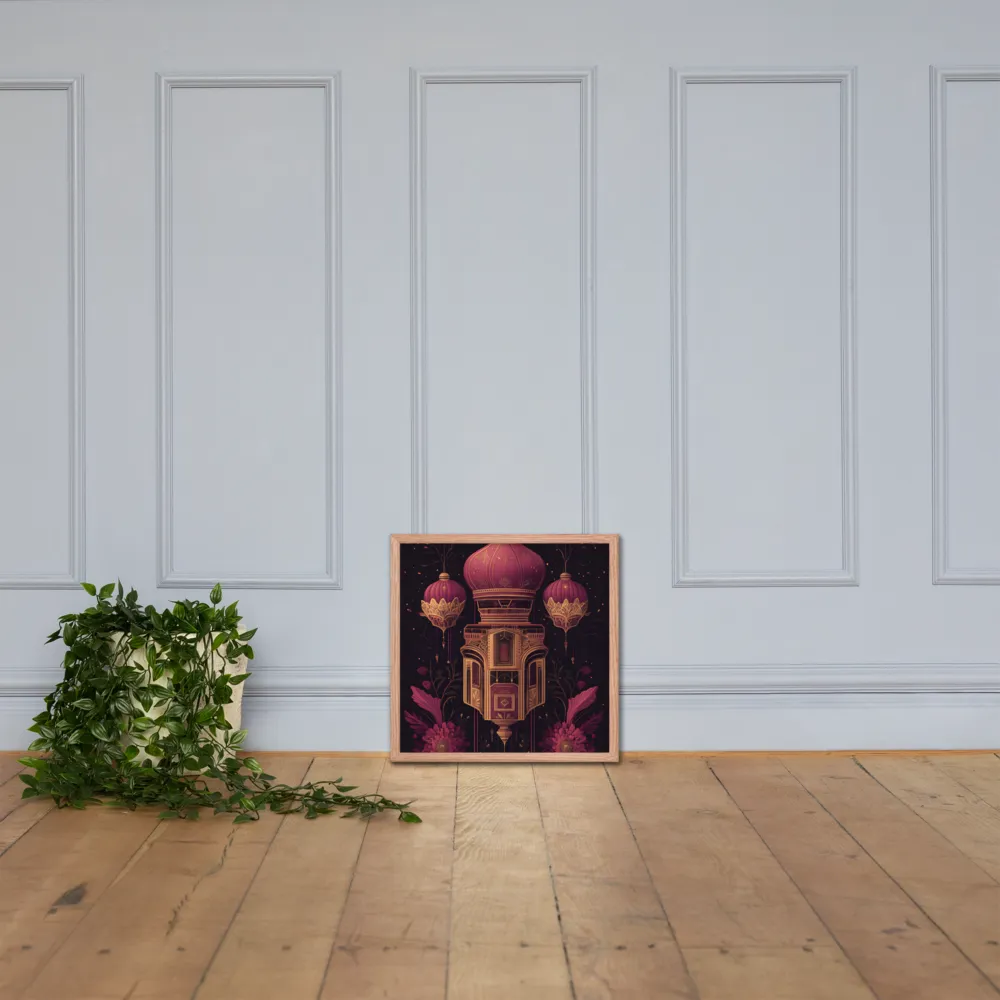 Ornate Harmony: A Digital Floral Architecture | Poster with Red oak Frame | 18″×18″
