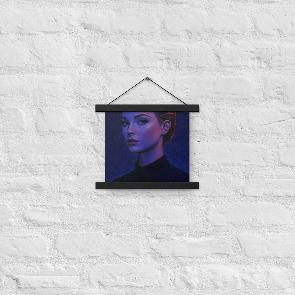 Ethereal Portrait in Blue and Red | Poster With Black Wood Hanger | 10″×10″