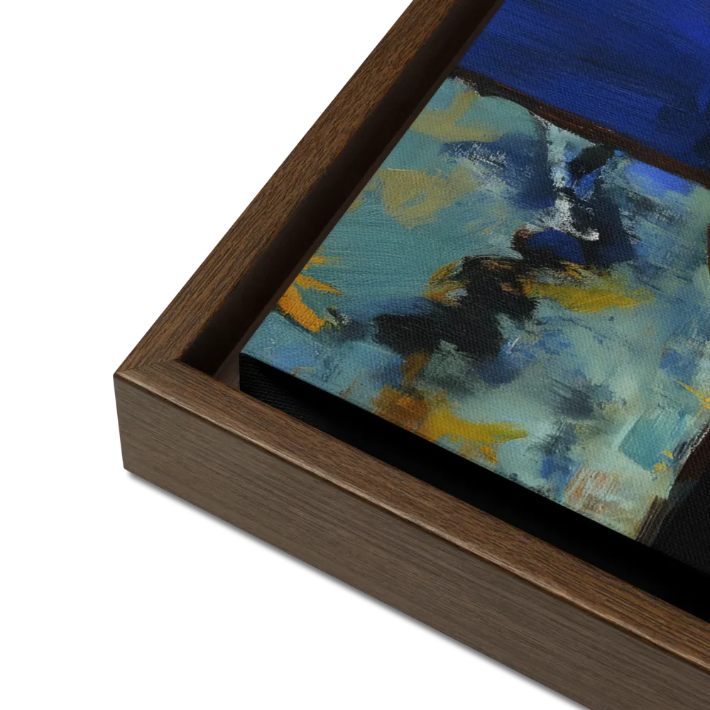 Contemplation Under the Night Sky | Canvas with Brown Frame | 16″×16″