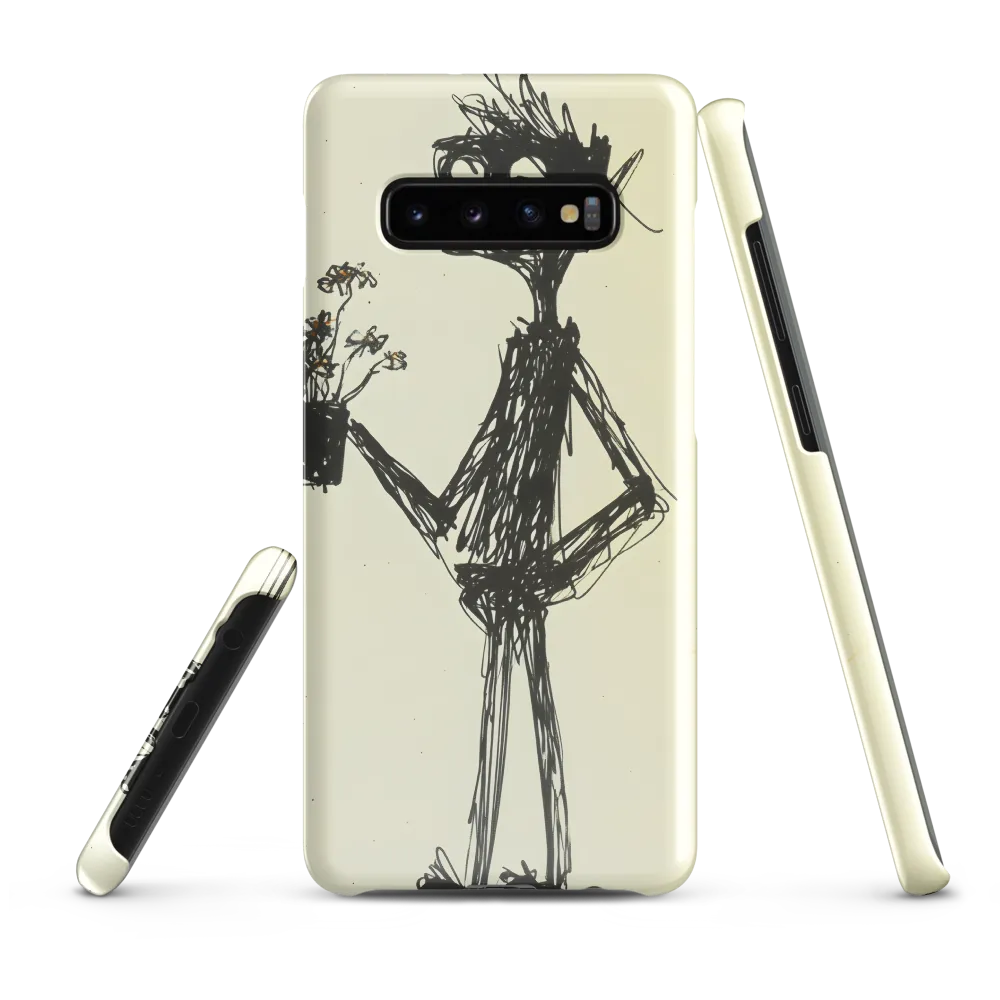 Whimsical Figure with Flowers | Phone Case |  S10 Plus | Snap Case | Glossy