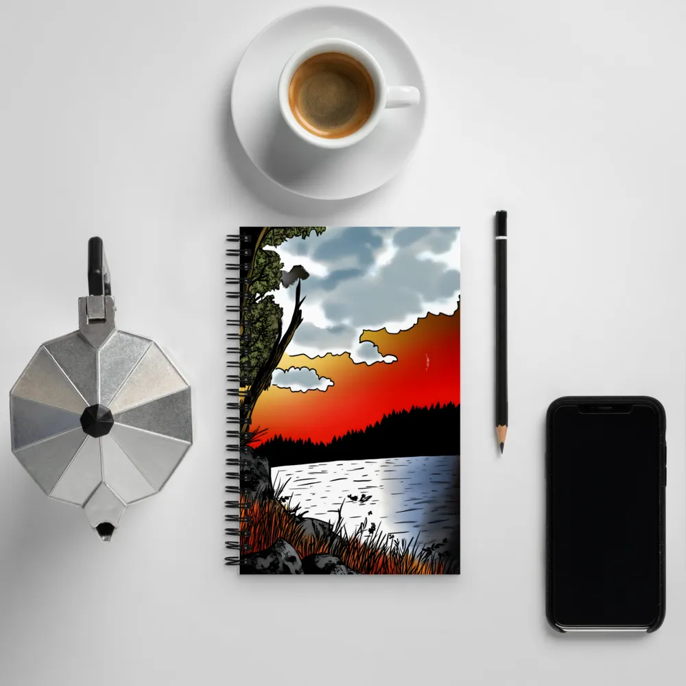 Serene Sunset Over the Lake | Spiral Notebook