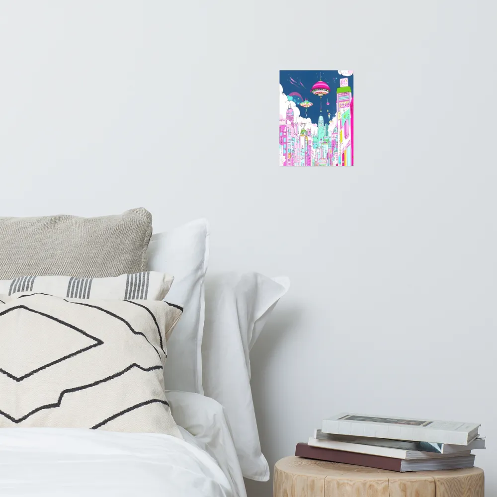 Futuristic Cityscape with Floating Structures | Poster | 8″×10″