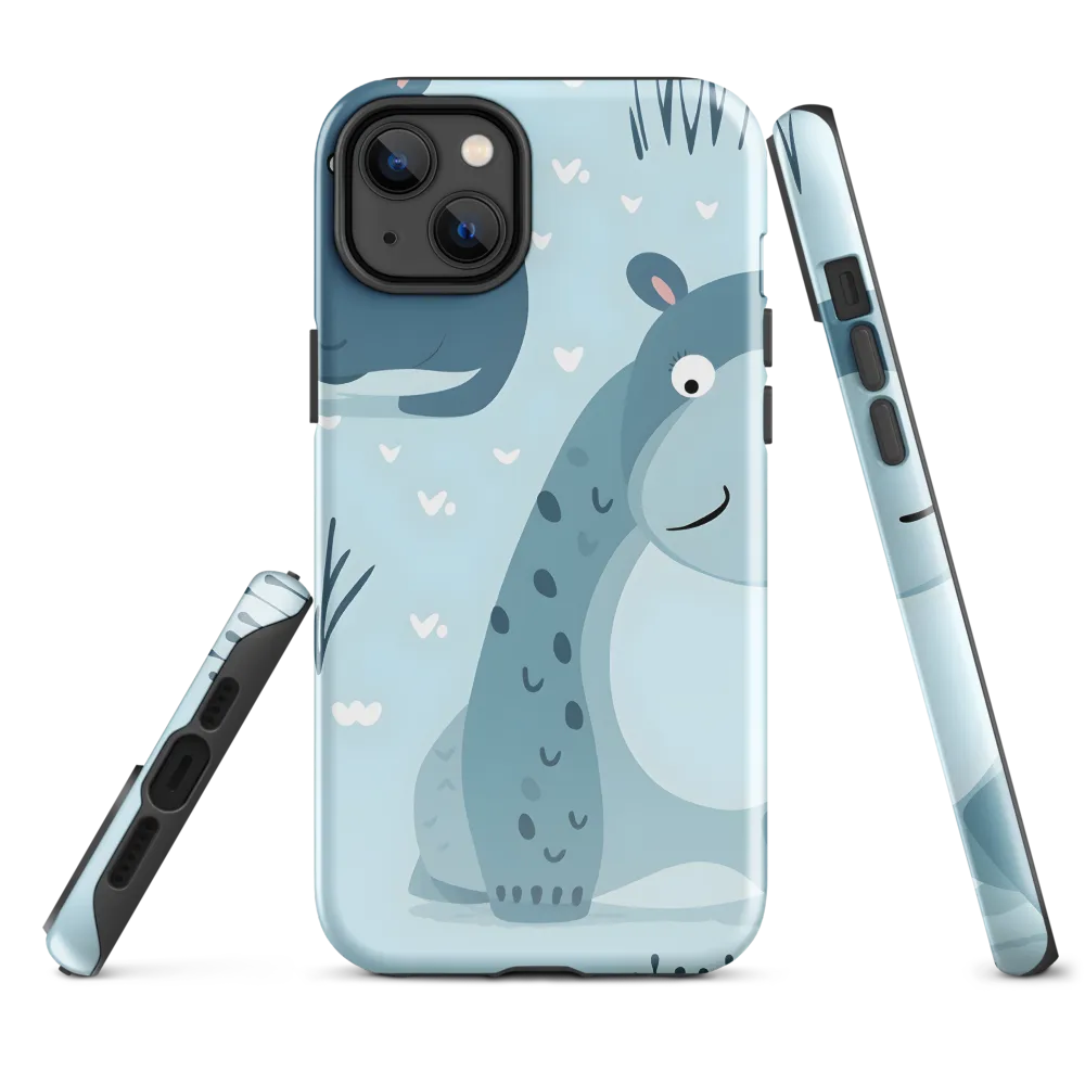 Whimsical Hippo Delight | Phone Case |  14 Plus | Tough Case | Glossy