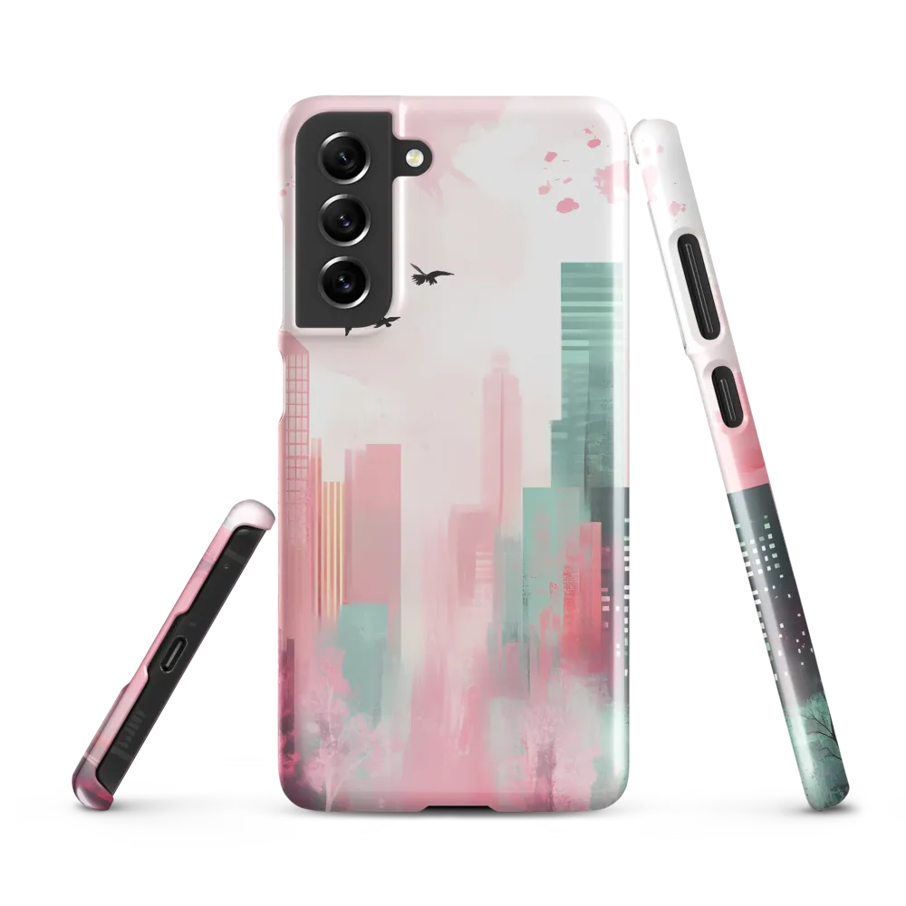 Dreamy Cityscape in Pink and Cyan