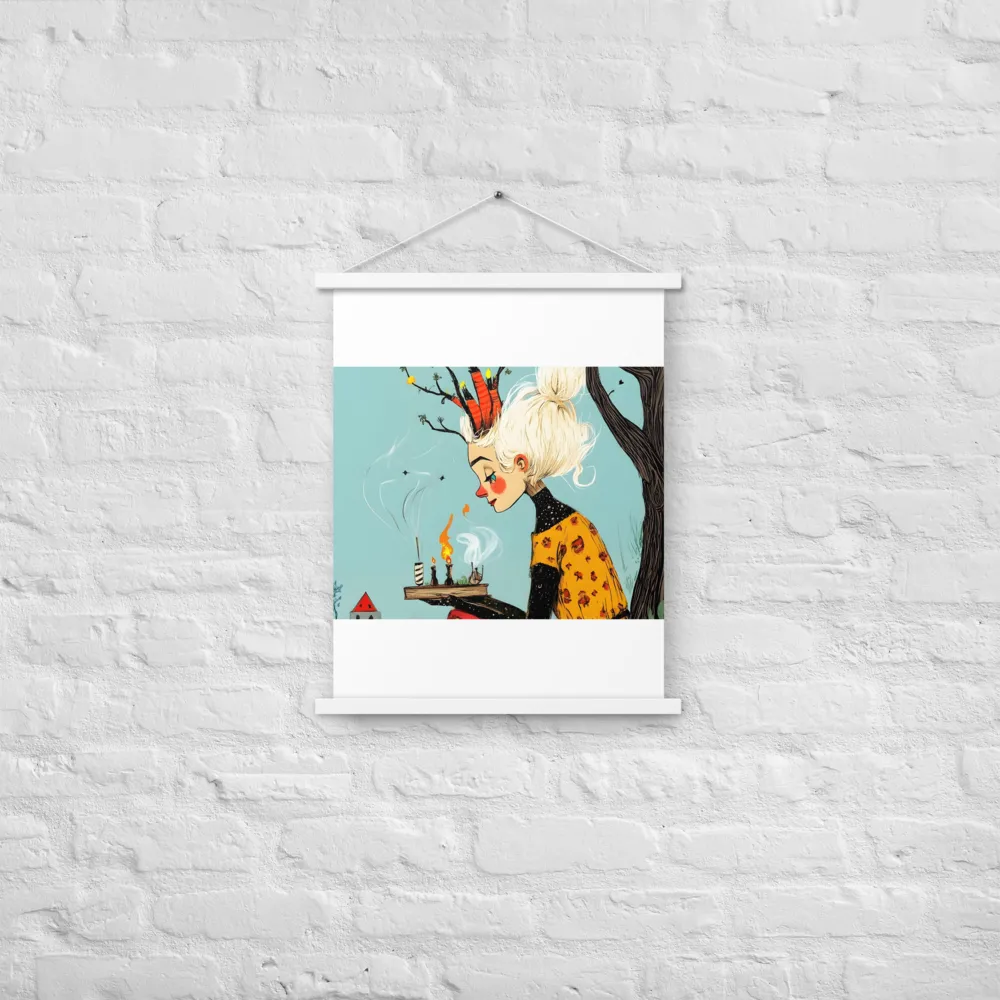Whimsical Nature Girl | Poster With White Wood Hanger | 18″×24″