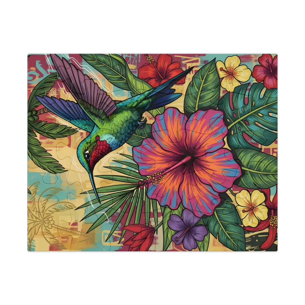 Hummingbird & Hibiscus 
 Jigsaw Puzzle in Tin Box