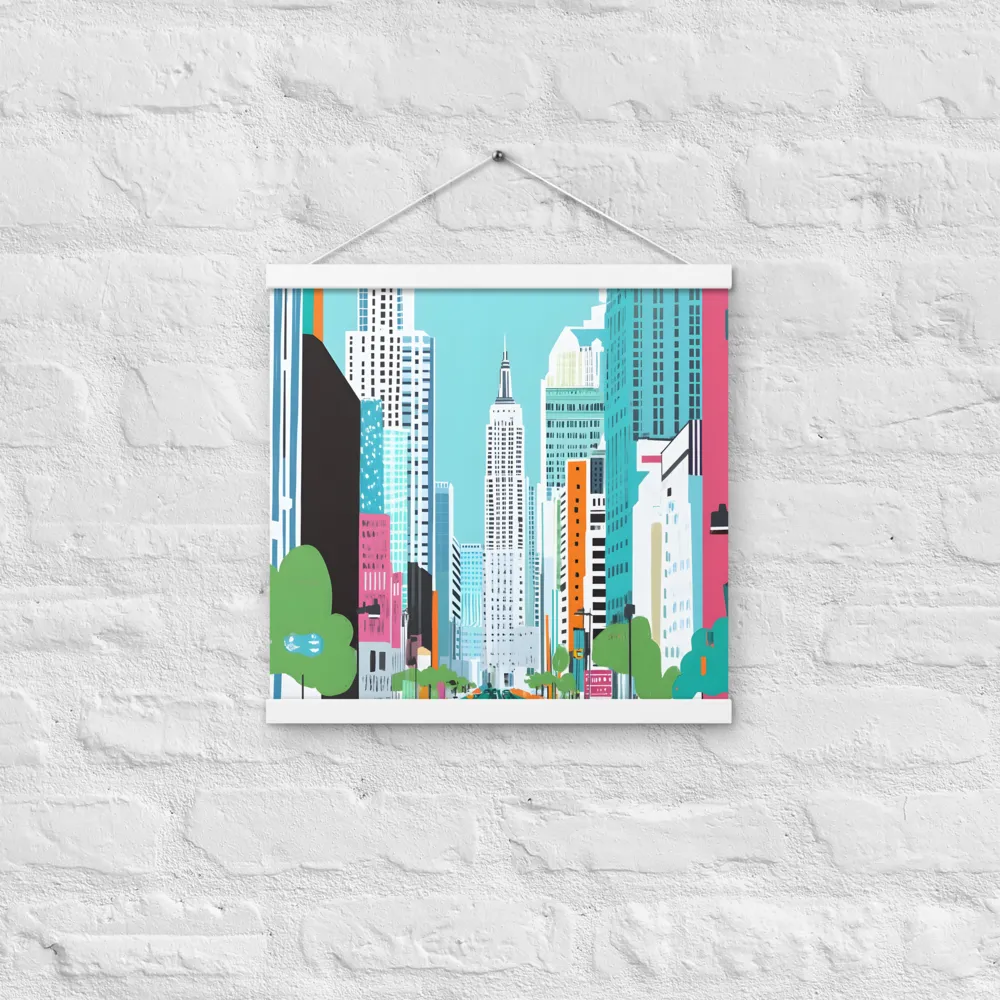 Urban Symphony: A Modern Cityscape | Poster With White Wood Hanger | 16″×16″