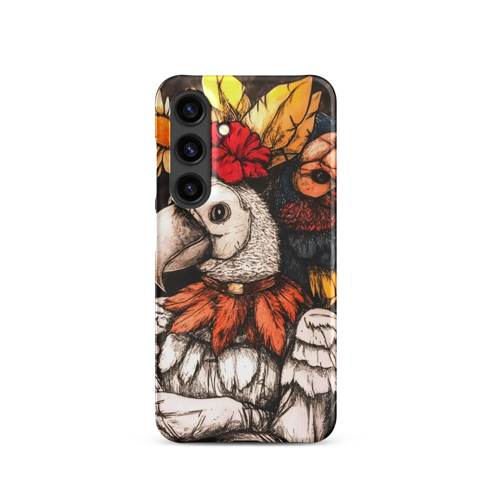 The Surreal Guardian: A Dance of Feathers and Flowers | Phone Case |  S24 | Snap Case | Matte