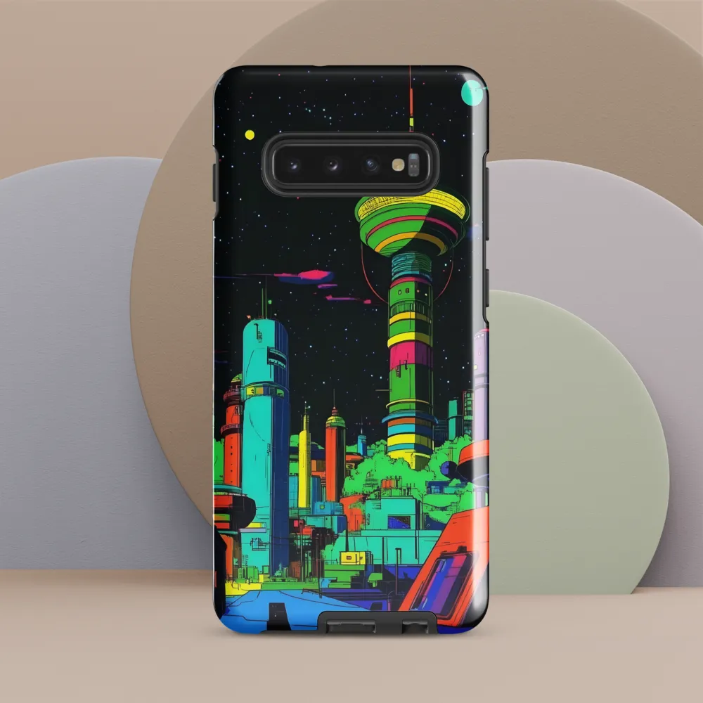 Neon Dreams: A Futuristic Cityscape | Phone Case |  S10 Plus | Tough Case | Glossy