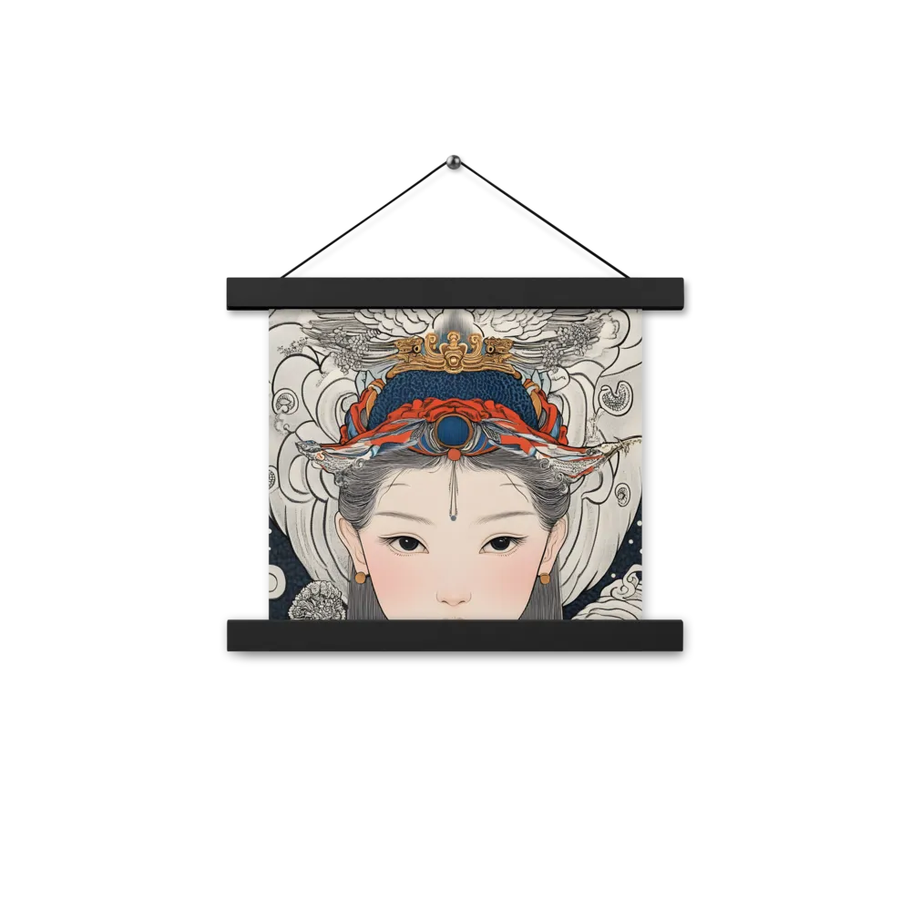 Serenity in Myth: A Traditional Portrait | Poster With Black Wood Hanger | 10″×10″