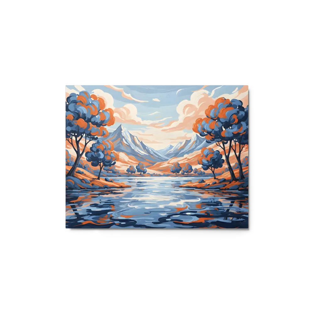 Stylized Lake Landscape 
 Metal Print | 11″x 14″